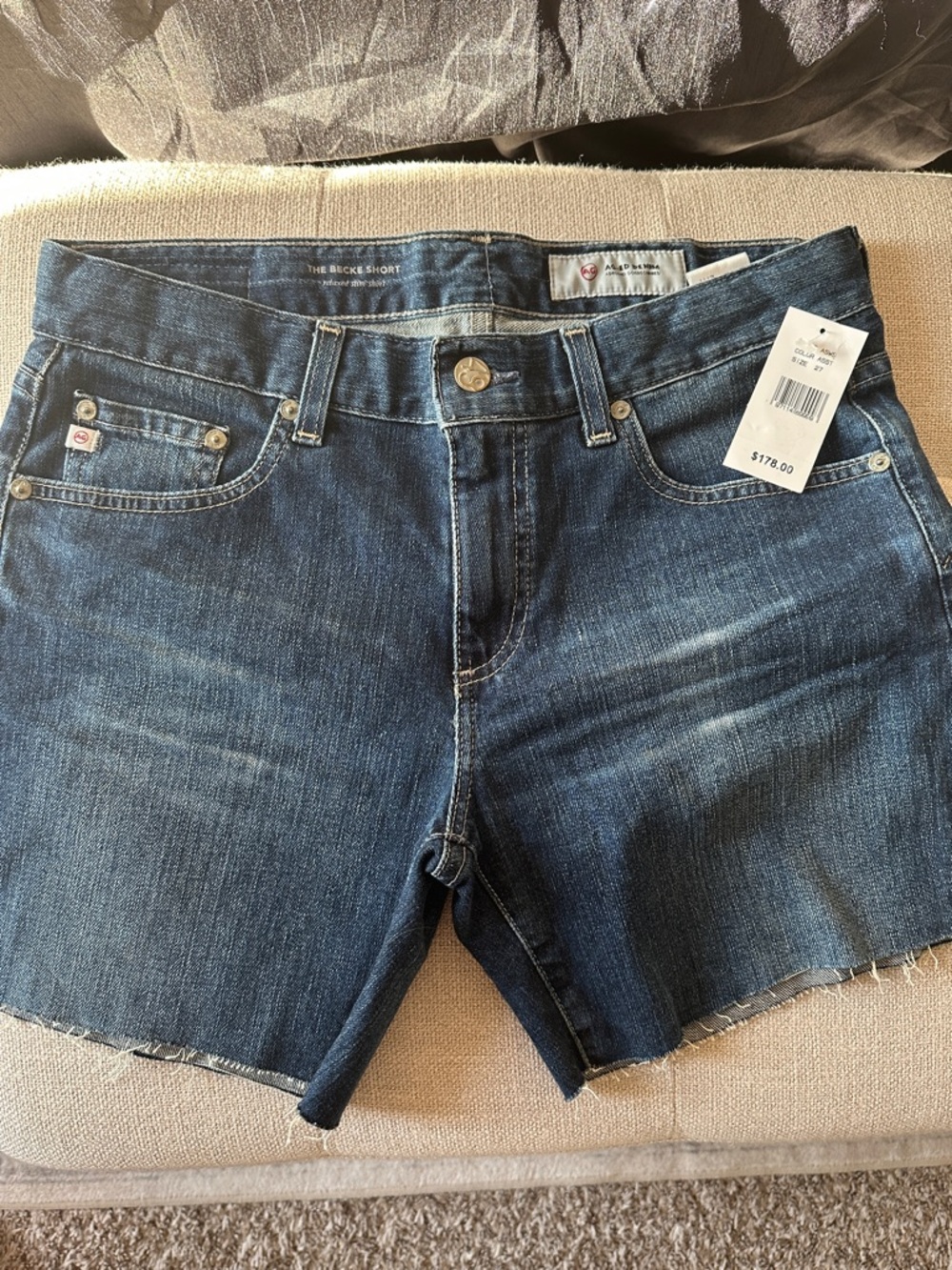 AG Adriano Goldschmied Dark Blue Denim Jean Shorts